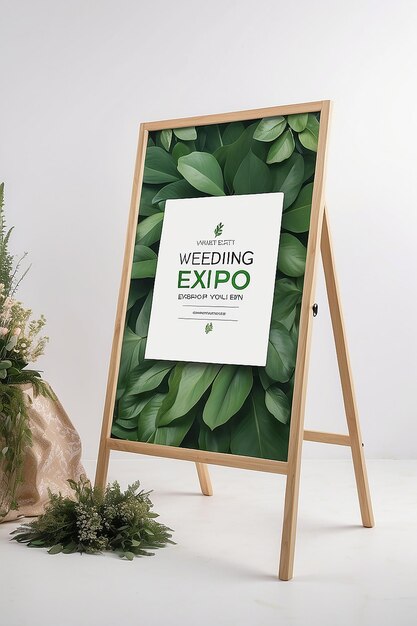 EcoFriendly Wedding Expo Consejos de planificación verde Mockup de señalización con espacio blanco en blanco para colocar su diseño