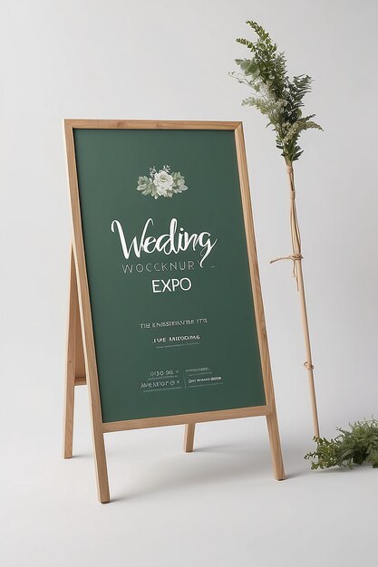 EcoFriendly Wedding Expo Consejos de planificación verde Mockup de señalización con espacio blanco en blanco para colocar su diseño