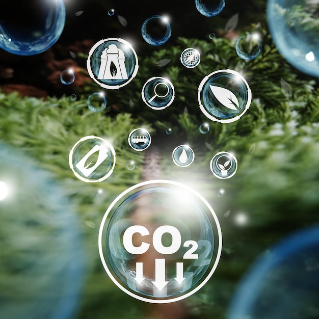 Ecología CO2 Reducción de emisiones de dióxido de carbono Concepto industrial