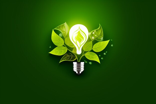 Foto ecologia lâmpada com folhas conceito de energia verde ilustração vetorial