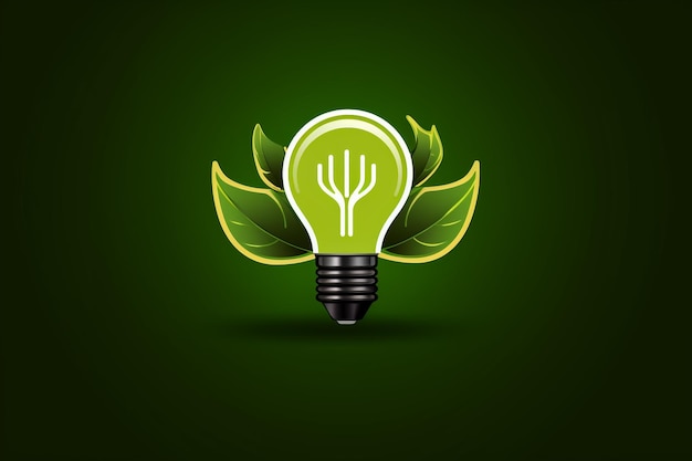 Foto ecologia lâmpada com folhas conceito de energia verde ilustração vetorial