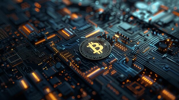 Economía digital Minería de Bitcoin en el circuito informático