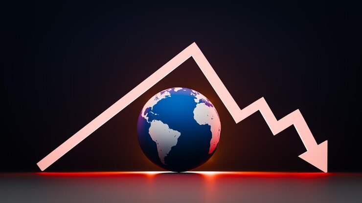 Economia e Crise do Mercado de Ações e Conceitos Caídos3d rendering