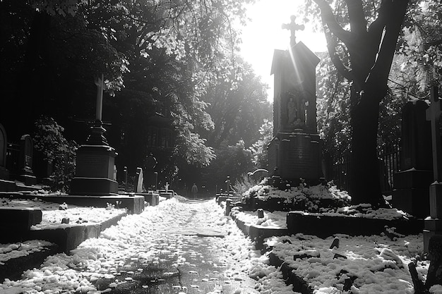 Foto ecos efêmeros traços do tempo no arco do cemitério