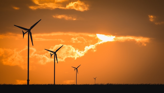 ecosistema de fondo puesta de sol de turbina de viento