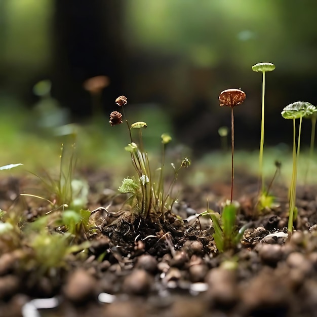 Foto ecosistema de interacciones de microbios vegetales con el suelo generado por la ia