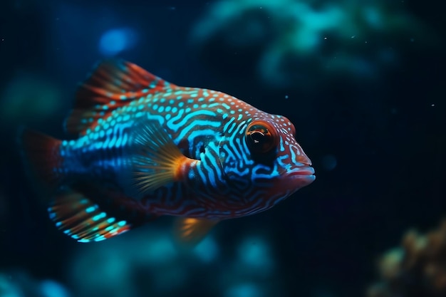 El ecosistema del mundo submarino Peces tropicales Hermosos peces de colores en el acuario IA generativa