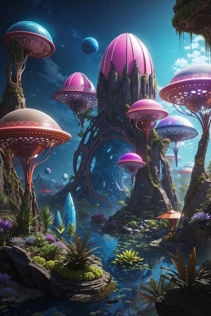 Ecosistemas alienígenas gratuitos Crea vibrantes y exóticos.
