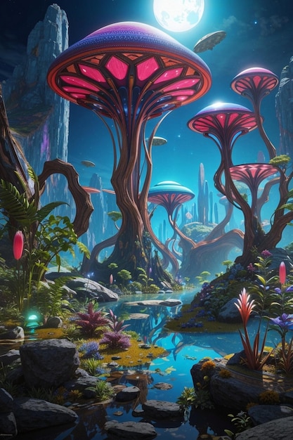 Ecosistemas alienígenas gratuitos Crea vibrantes y exóticos.