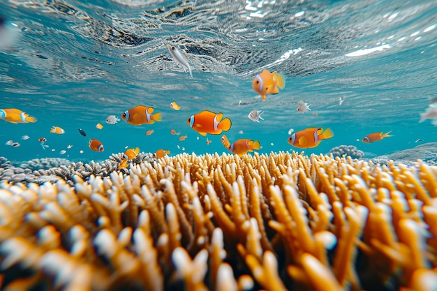 Ecossistema marinho vista subaquática oceano azul natureza selvagem no mar