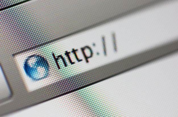 Ecrã de computador de endereço de Internet