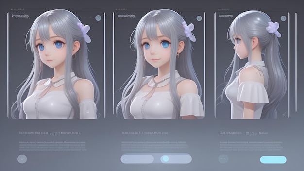 Ecrã de personagens de interface de usuário de jogo 3D gerado por IA