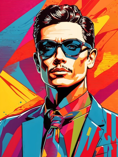 ector colorido homem pop art ilustração vetorial