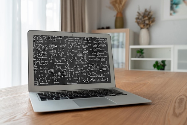 Ecuaciones matemáticas y fórmulas modernas en la pantalla de la computadora