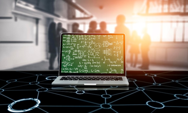 Ecuaciones matemáticas y fórmulas modernas en la pantalla de la computadora