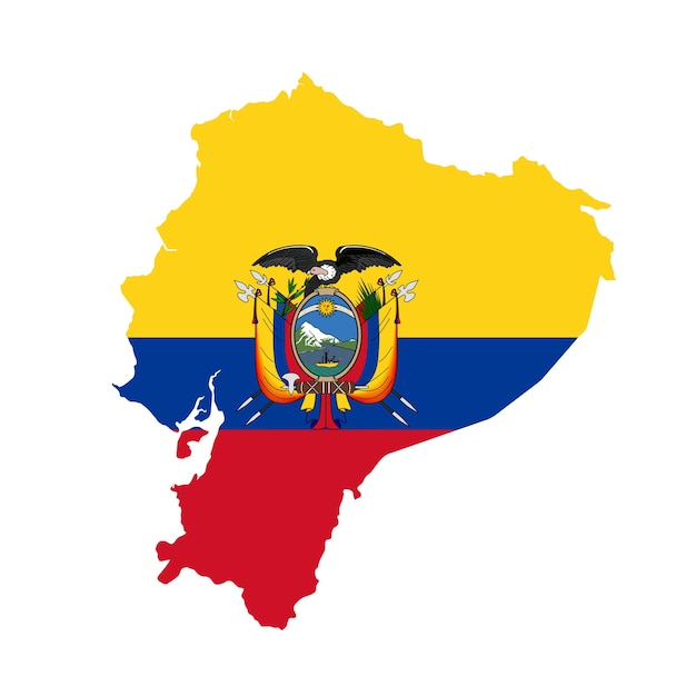 Ecuador-Flaggenkarte Länderumriss mit Nationalflagge