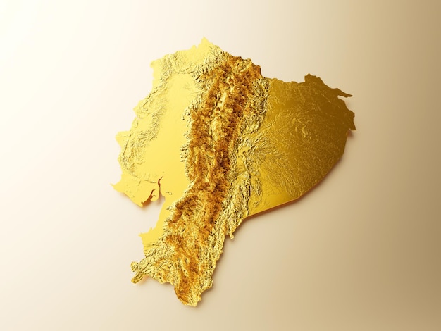 Ecuador Mapa Metal dorado Color Altura mapa Fondo 3d ilustración