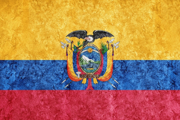 Ecuador Metallic-Flagge, strukturierte Flagge, Grunge-Flagge