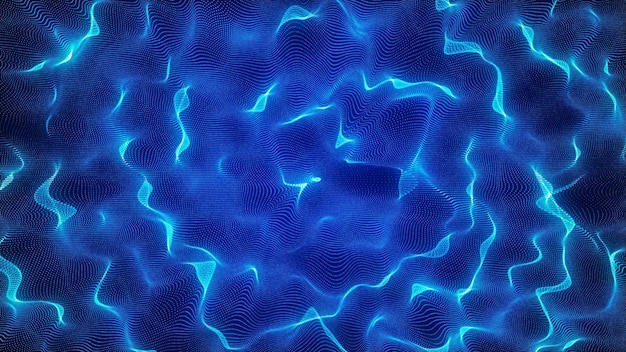 Ecualizador para música Música de onda de partículas Visualización de sonido abstracto Ilustración futurista abstracta Representación 3D