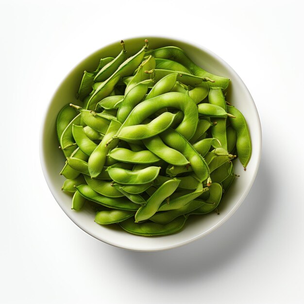 Foto edamame con fondo blanco