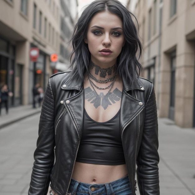 Foto edgy rocker chick mit einem rebellischen geist