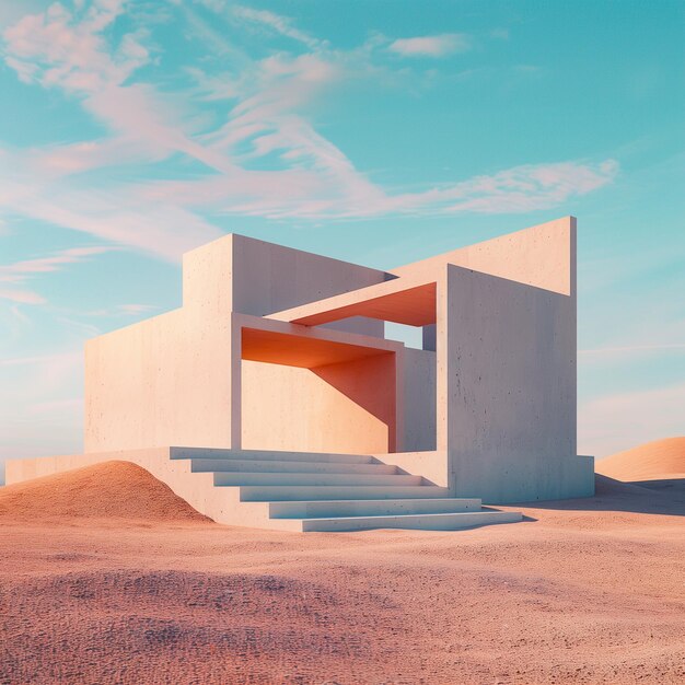 Edifício abstrato no deserto