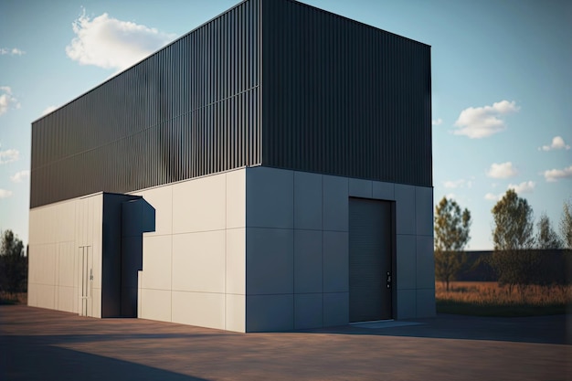 Edificio de almacén para almacenamiento de carga vista exterior