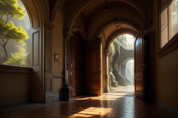 Edifício alto antigo estilo castelo europeu palácio aristocrático papel de parede ilustração de fundo