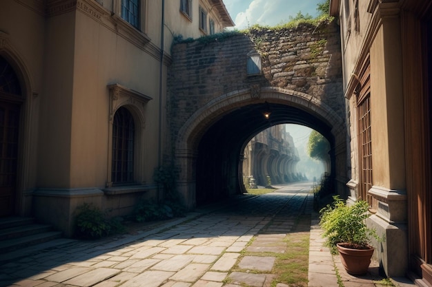 Edificio alto antiguo estilo castillo europeo palacio aristocrático papel tapiz ilustración de fondo