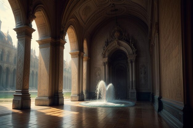 Edificio alto antiguo estilo castillo europeo palacio aristocrático papel tapiz ilustración de fondo