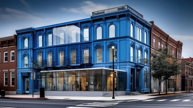 Edificio azul del museo de arquitectura