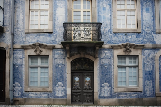 Un edificio azul con una puerta azul que dice 'lisboa'