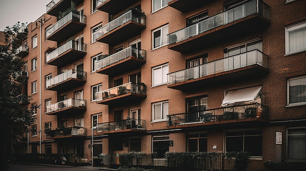 Un edificio con un balcón en frente