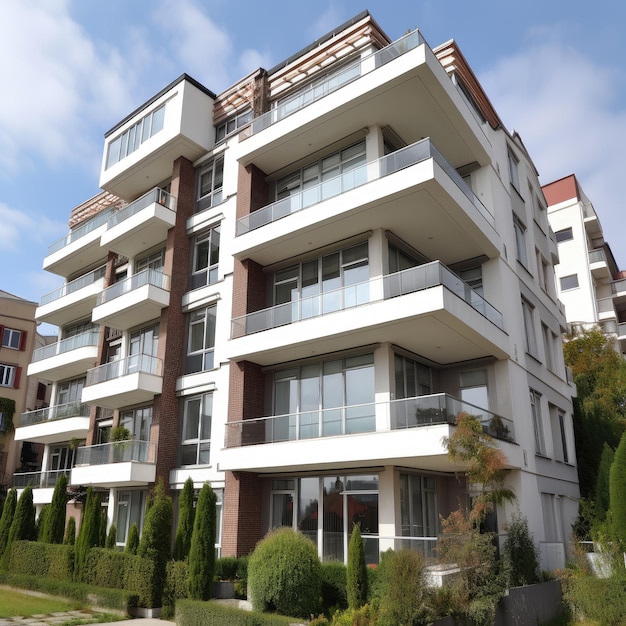 Un edificio con balcones y un balcón con un balcón en la parte superior.