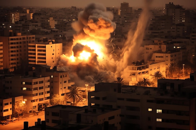 Edifício bombardeado destruído com escombros no conflito Gaza Palestina Israel ou Rússia Destruição de guerra