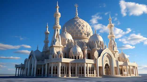 edifício branco arafed com cúpula e torres em um dia nublado IA generativa