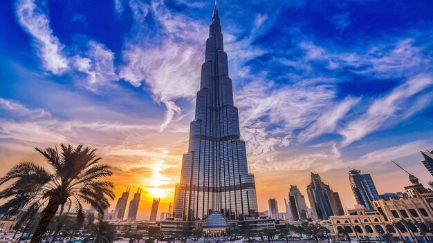 Foto el edificio burj khalifa de dubai