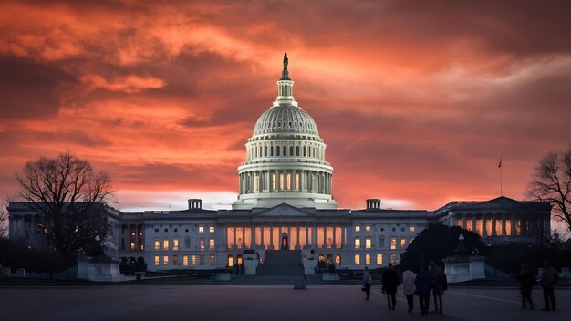 Foto edificio del capitolio al atardecer congreso de washington dc