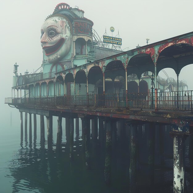 un edificio con una cara en él que dice el nombre del mar