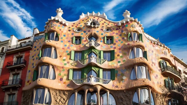 Foto edificio casa batlo de gaudí en barcelona, españa