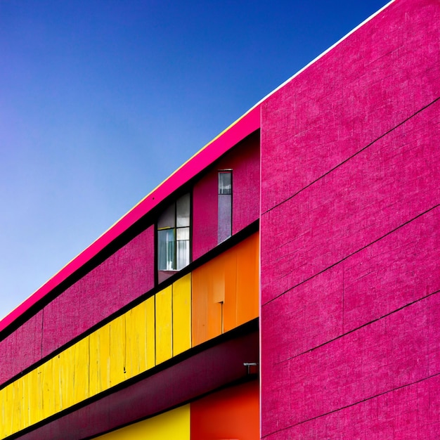 Edificio de colores brillantes con un reloj en el frente generativo ai