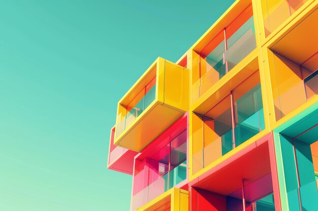 Un edificio colorido hecho de bloques con una pared colorida