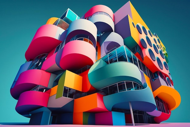 Edificio colorido de última generación IA generativa