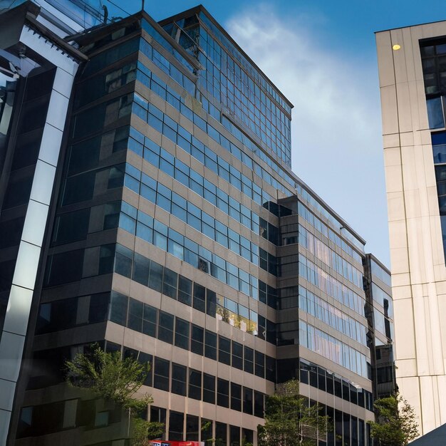 Edificio comercial en el distrito del centro con IA generadora de nube