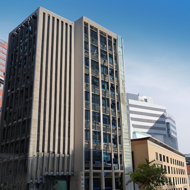 Edificio comercial en el distrito del centro con IA generadora de nube