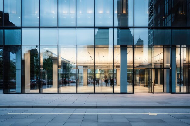 Edificio comercial de vidrio Exterior Arquitectura de negocios moderna Fascada de rascacielos de vidrio azul