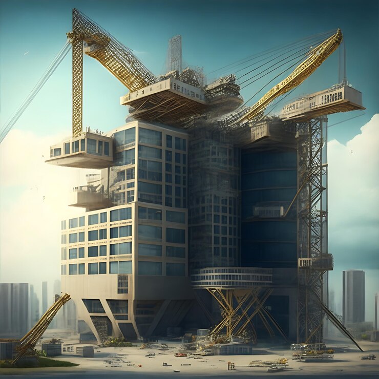 Edificio en construcción generado por IA