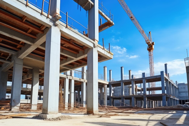 Edificio de construcción con grúa