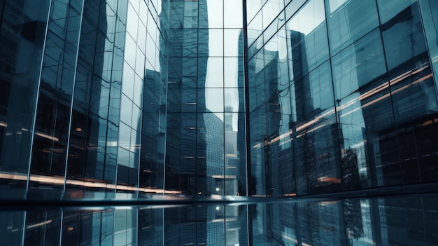 Un edificio de cristal con un fondo azul y una línea blanca que dice 'el banco de palabras'