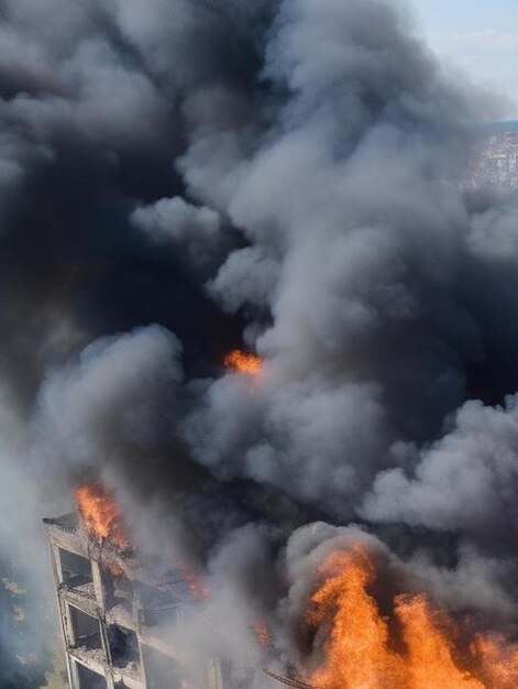 Edifício de apartamentos quase destruído